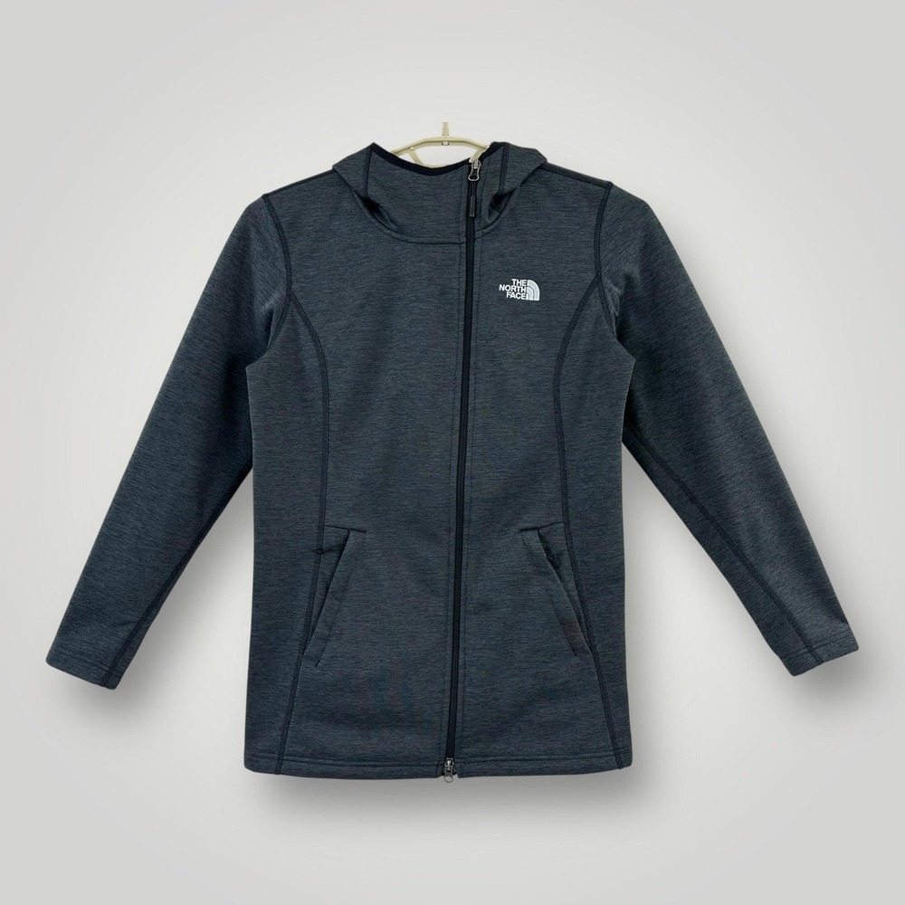 The North‎ Face Hardlee Raschel Jacket Womans M Gray Hooded Asymmetrical Zipper